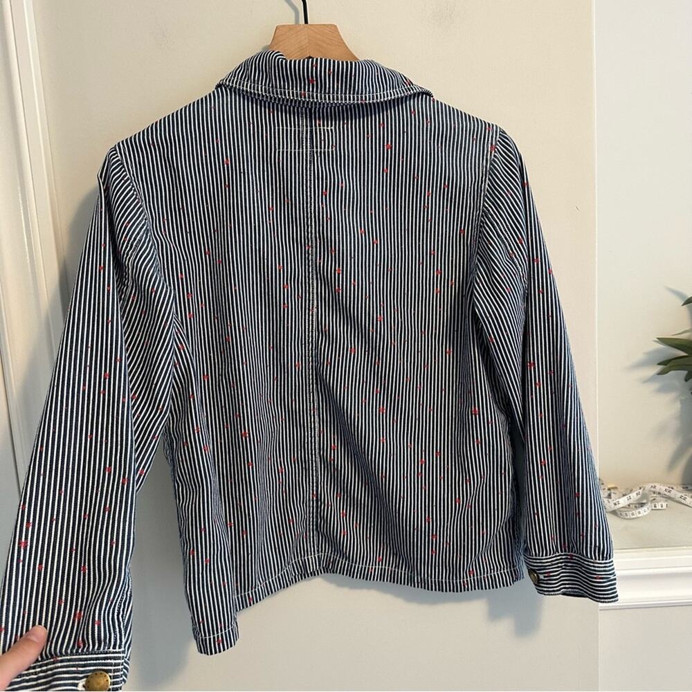 THE GREAT. Navy Blue White Red Star Button Front Jacket 1 Small - Picture 5 of 14